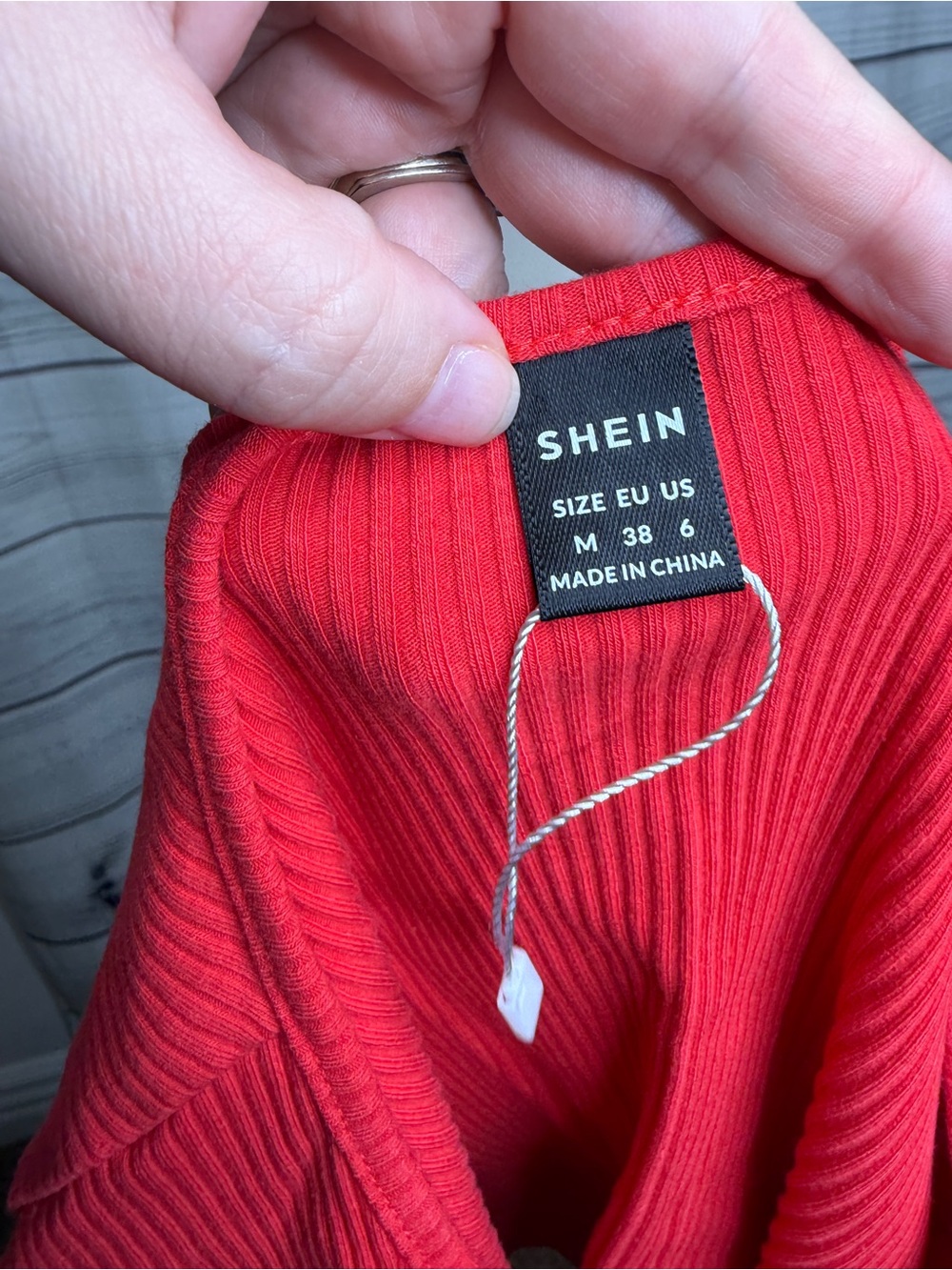 Women's Red Ribbed V-Neck Crop Top - Picture 3 of 3